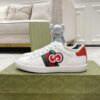 sy_no_A919EE0AC10E68ED0E33DB7D6F6A55BB_2 Gucci White Leather Low-Top Sneaker with Apple Interlocking G and Web Stripe
