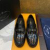 Prada Black Patent Leather Metal Buckle Loafers