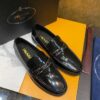 Prada Black Patent Leather Metal Buckle Loafers