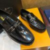 Prada Black Patent Leather Metal Buckle Loafers
