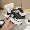 sy_no_AA1F80B4DE2C1D9D17DF0999DEB6E3B1_4 Chanel Black and White Monogram Embossed Low-Top Sneaker with Suede Detailing and CC Logo