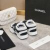 sy_no_AA1F80B4DE2C1D9D17DF0999DEB6E3B1_8 Chanel Black and White Monogram Embossed Low-Top Sneaker with Suede Detailing and CC Logo