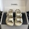 sy_no_AAD56E6007EBC71029AAFE1AA9C155A0_1 Chanel Beige Quilted Leather Platform Sandal with Rhinestone CC Logo