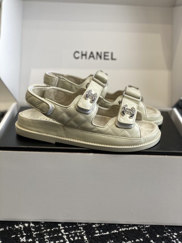 sy_no_AAD56E6007EBC71029AAFE1AA9C155A0_2 Chanel Beige Quilted Leather Platform Sandal with Rhinestone CC Logo