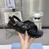 sy_no_ACB46E63D67ABDBA64E976E3D2B96C41_4 Prada Black Satin Ruched Cross-Strap Platform Sandal
