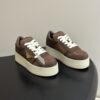 sy_no_AD8542AC201A72C5AF88292F7B6E65BE_0 Prada Brown Suede Gold Triangle Platform Sneaker