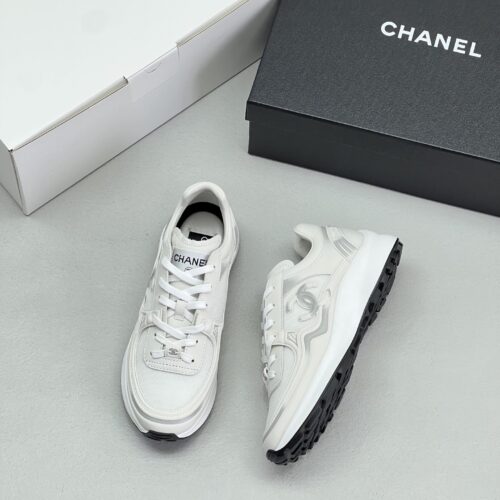 sy_no_AE352C7061E04EE4FC00C97B53571148_0 Chanel Mesh & Leather Platform Trainer White-Silver-Mesh