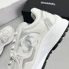 Chanel Mesh & Leather Platform Trainer White-Silver-Mesh