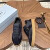 sy_no_AF6D779CC561F265D45045A56E17671E_1 Prada Navy Suede Leather-Spliced Gum-Sole Low-Top Sneaker