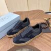 sy_no_AF6D779CC561F265D45045A56E17671E_2 Prada Navy Suede Leather-Spliced Gum-Sole Low-Top Sneaker
