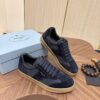 sy_no_AF6D779CC561F265D45045A56E17671E_3 Prada Navy Suede Leather-Spliced Gum-Sole Low-Top Sneaker