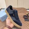 sy_no_AF6D779CC561F265D45045A56E17671E_4 Prada Navy Suede Leather-Spliced Gum-Sole Low-Top Sneaker