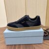 sy_no_AF6D779CC561F265D45045A56E17671E_6 Prada Navy Suede Leather-Spliced Gum-Sole Low-Top Sneaker