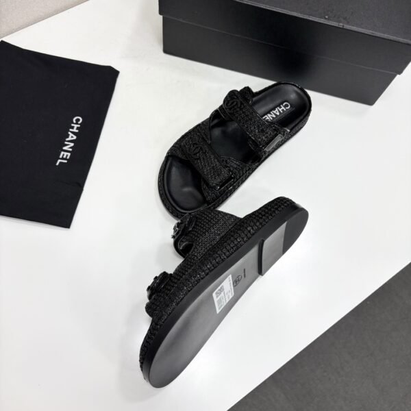 sy_no_B000D9A9FB718875CF806C663BF2D9CC_4 Chanel Black Raffia Double-Strap Platform Slide Black-Raffia-Slide