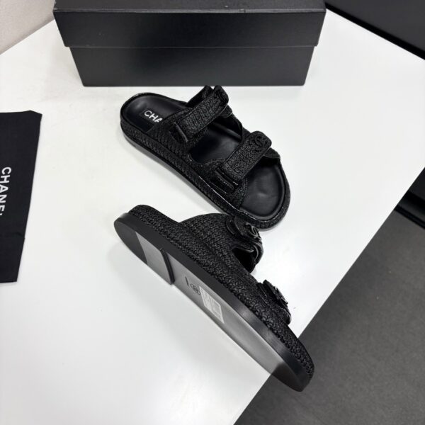 sy_no_B000D9A9FB718875CF806C663BF2D9CC_6 Chanel Black Raffia Double-Strap Platform Slide Black-Raffia-Slide