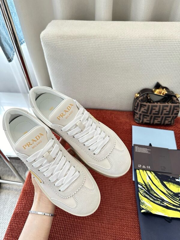 sy_no_B070B9A49641834C79A6C9DE2055A510_3 Prada Off-White Suede Gold Triangle Platform Sneaker