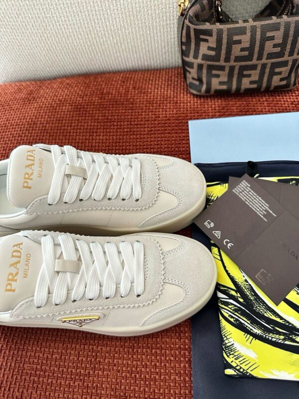 sy_no_B070B9A49641834C79A6C9DE2055A510_6 Prada Off-White Suede Gold Triangle Platform Sneaker