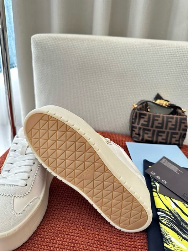 sy_no_B070B9A49641834C79A6C9DE2055A510_8 Prada Off-White Suede Gold Triangle Platform Sneaker