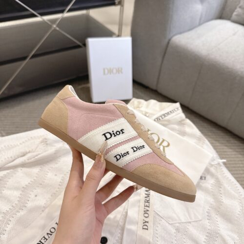 Dior Pink-Beige Suede Patchwork Low Sneaker