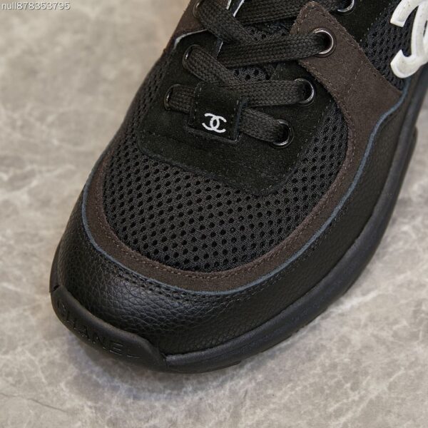 sy_no_B137CB468BC3406F328BC1548157E6F0_7 Chanel Black and White Mesh Chunky Sneaker with White CC Logo