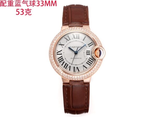 sy_no_B246BF64669A5EBD83148E970EC222AB_0 Cartier Blue Balloon Series Manual Mechanical Movement Silver Dial 18K Rose Gold Case Genuine Leather Crocodile Strap