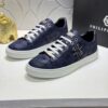 sy_no_B24A8FA64D1BBA0DB9BD661EA8B4D098_1 Philipp Plein Navy Blue Vintage Leather Metal-Logo Low-Top Sneaker
