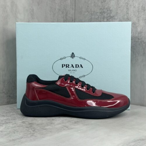 sy_no_B60F09D997ABE57CCDD049B29443F4A2_0 Prada America's Cup Burgundy Patent Mesh Sneaker