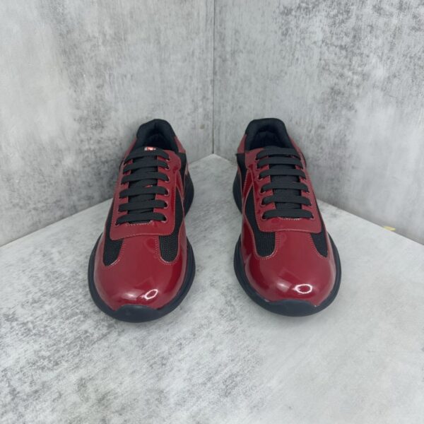 sy_no_B60F09D997ABE57CCDD049B29443F4A2_3 Prada America's Cup Burgundy Patent Mesh Sneaker