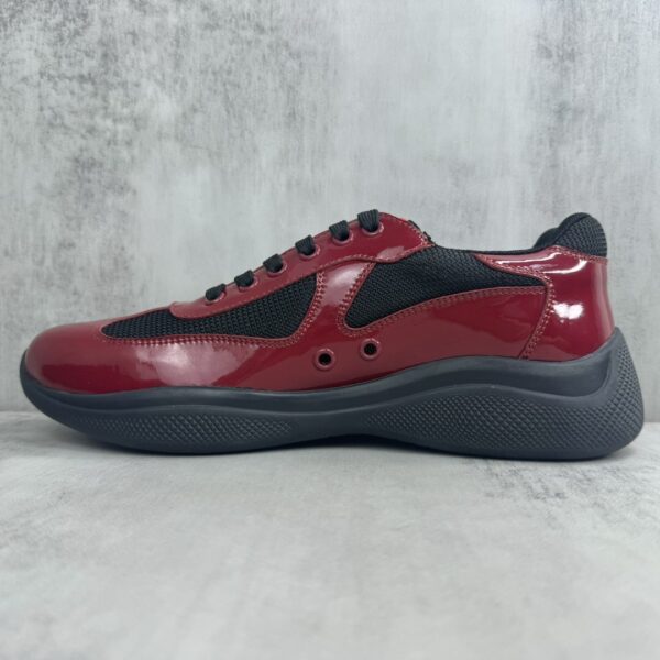 sy_no_B60F09D997ABE57CCDD049B29443F4A2_6 Prada America's Cup Burgundy Patent Mesh Sneaker