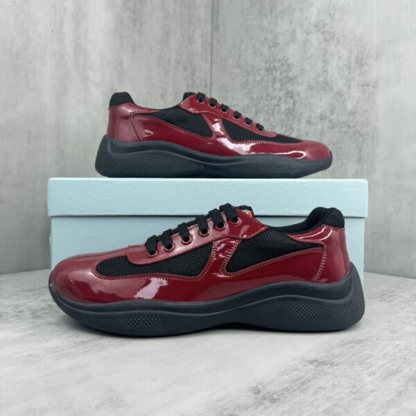 sy_no_B60F09D997ABE57CCDD049B29443F4A2_8 Prada America's Cup Burgundy Patent Mesh Sneaker