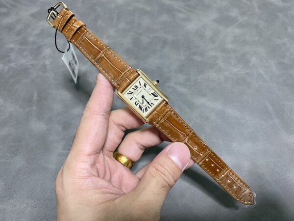 Cartier Tank Series Quartz Movement Date Display Waterproof Crocodile Leather Strap
