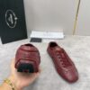 sy_no_B7B9F0D7CA16817245D4B4CCDB59A001_7 Prada Burgundy Leather Gold Logo Trainer