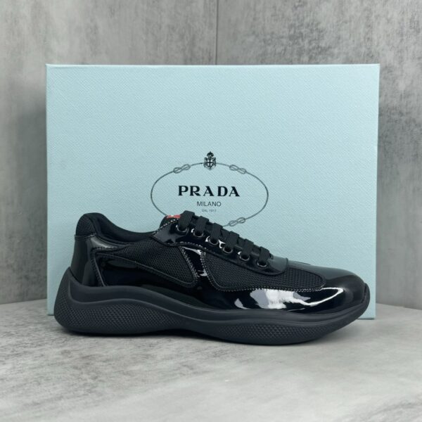 Prada America's Cup Black Patent Mesh Sneaker