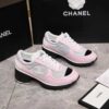 Chanel Mesh & Leather Block-Heel Platform Trainer Pink-Grey-BlockHeel
