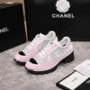 Chanel Mesh & Leather Block-Heel Platform Trainer Pink-Grey-BlockHeel