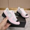 Chanel Mesh & Leather Block-Heel Platform Trainer Pink-Grey-BlockHeel
