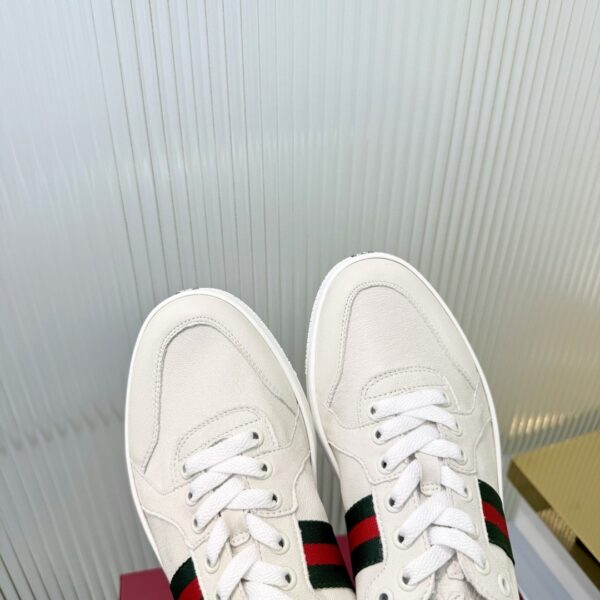 sy_no_B9535DBFEDFE7D2D07EDC73B37E69465_4 Gucci White Leather Sneaker with Web Stripe
