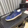 sy_no_B9D8143C6A41B605F95C38CBB1CF3F75_0 Saint Laurent Navy Canvas Dark Blue Leather Low-Top Sneaker