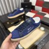 sy_no_B9D8143C6A41B605F95C38CBB1CF3F75_4 Saint Laurent Navy Canvas Dark Blue Leather Low-Top Sneaker