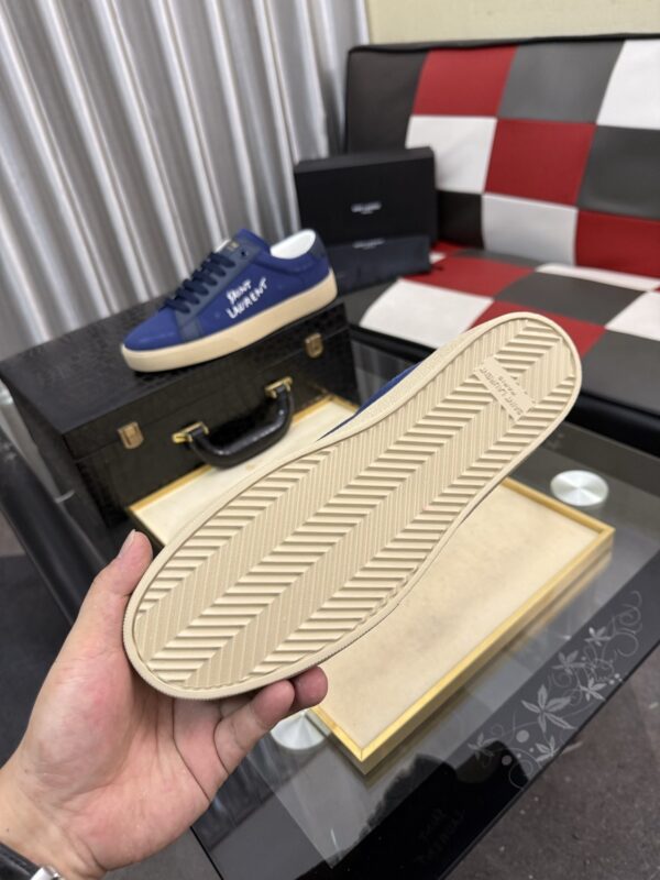 sy_no_B9D8143C6A41B605F95C38CBB1CF3F75_8 Saint Laurent Navy Canvas Dark Blue Leather Low-Top Sneaker