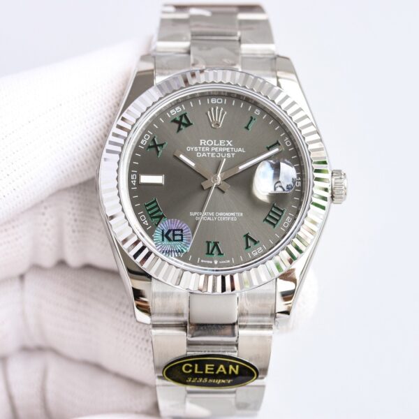 Rolex Dog Tooth Ring Diary Series Automatic Mechanical Movement Date Display, Roman Scale, Big Three Pin Men's Watch, Swiss Watch 41mm Blue Dial