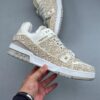 sy_no_BB7BFE7339B3F096F06A50567F676408_3 Louis Vuitton Men's Trainer Sneakers, Beige Jacquard Fabric, 2026 Early Autumn New Arrival