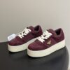 Prada Burgundy Suede Gold Triangle Platform Sneaker
