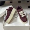 Prada Burgundy Suede Gold Triangle Platform Sneaker