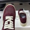 Prada Burgundy Suede Gold Triangle Platform Sneaker