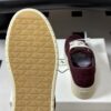 Prada Burgundy Suede Gold Triangle Platform Sneaker