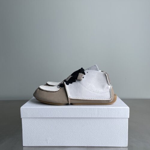 Dior Beige-White Suede Mesh Mid-Top Sneaker