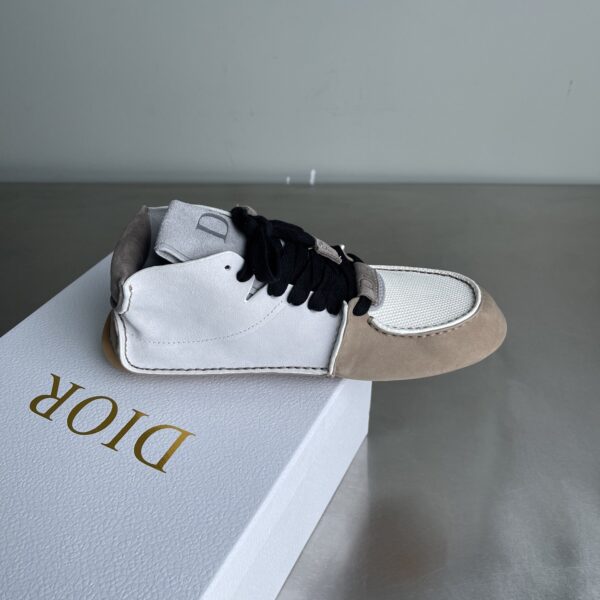 Dior Beige-White Suede Mesh Mid-Top Sneaker