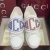 sy_no_BC8106A8DE57409D19499546F5F3EFE0_0 Gucci White Leather Low-Top Sneaker with Large Crystal Logo Flap