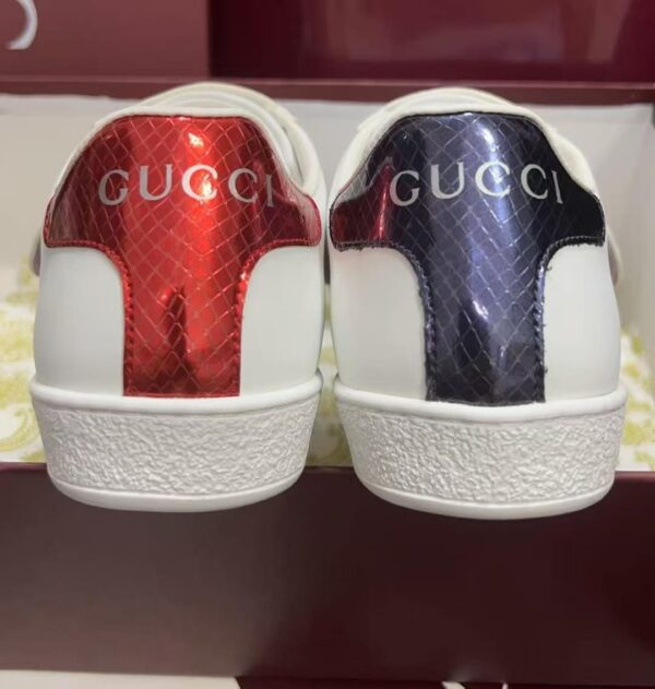 sy_no_BC8106A8DE57409D19499546F5F3EFE0_4 Gucci White Leather Low-Top Sneaker with Large Crystal Logo Flap